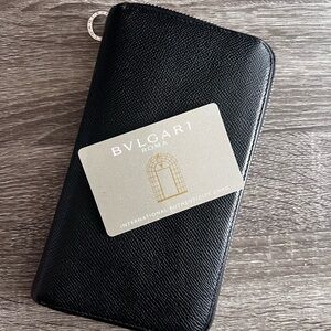 Bvlgari Black Leather Wallet and card holder